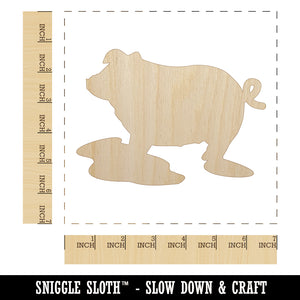 Pig in Mud Solid Unfinished Wood Shape Piece Cutout for DIY Craft Projects