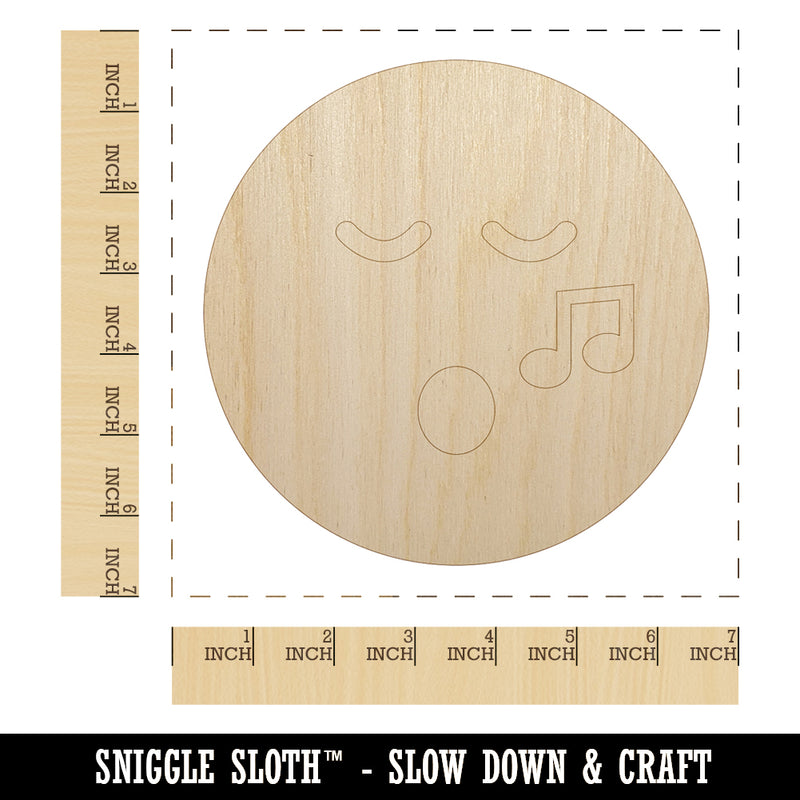 Singing Face Music Emoticon Unfinished Wood Shape Piece Cutout for DIY Craft Projects
