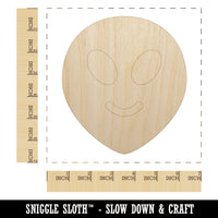 Smiling Happy Alien Emoticon Unfinished Wood Shape Piece Cutout for DIY Craft Projects