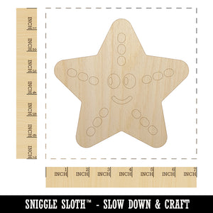Starfish Doodle Unfinished Wood Shape Piece Cutout for DIY Craft Projects