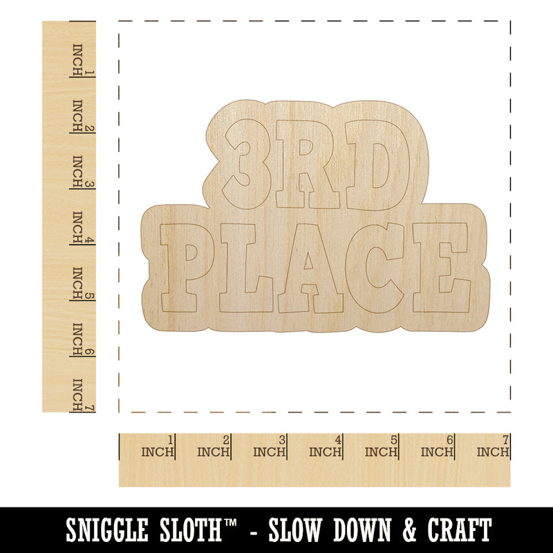Third 3rd Place Fun Text Unfinished Wood Shape Piece Cutout for DIY Craft Projects