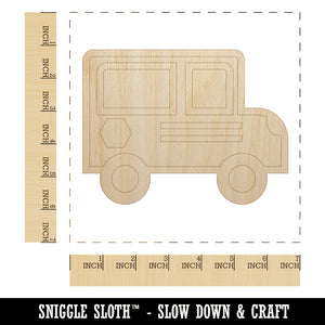 School Bus Icon Unfinished Wood Shape Piece Cutout for DIY Craft Projects
