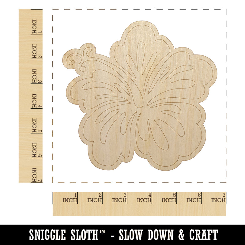 Pretty Hibiscus Flower Tropical Unfinished Wood Shape Piece Cutout for DIY Craft Projects