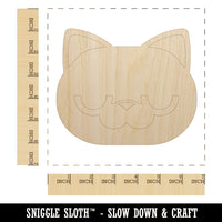 Round Cat Face Bored Unfinished Wood Shape Piece Cutout for DIY Craft Projects