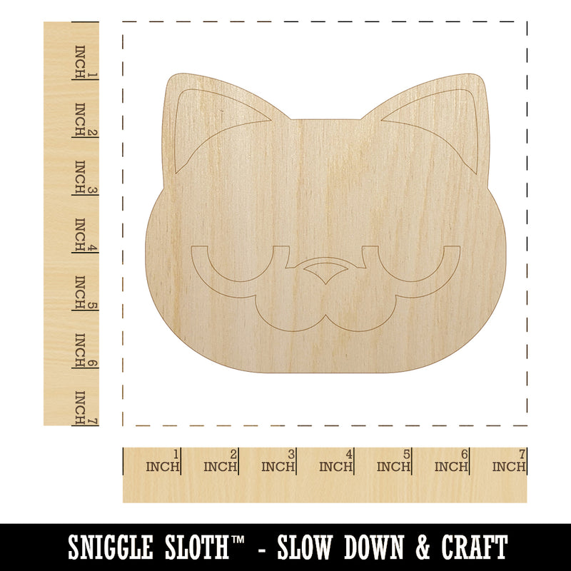 Round Cat Face Bored Unfinished Wood Shape Piece Cutout for DIY Craft Projects