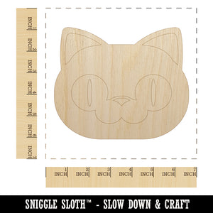 Round Cat Face Excited Unfinished Wood Shape Piece Cutout for DIY Craft Projects