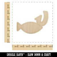 Fish and Hook Fishing Unfinished Wood Shape Piece Cutout for DIY Craft Projects