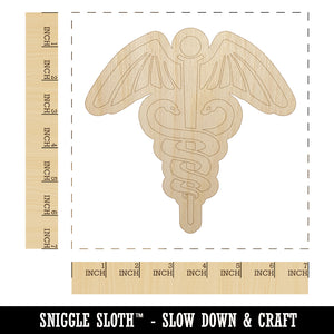 Caduceus Health Medical Symbol Unfinished Wood Shape Piece Cutout for DIY Craft Projects