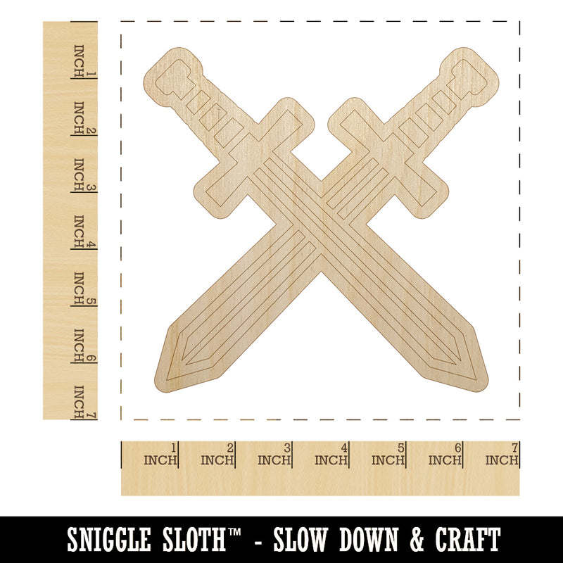 Crossed Swords Battle Icon Unfinished Wood Shape Piece Cutout for DIY Craft Projects