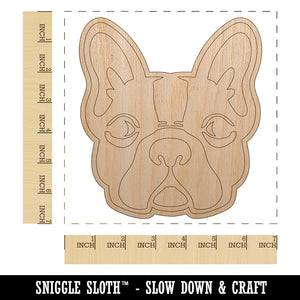 French Bulldog Face Unfinished Wood Shape Piece Cutout for DIY Craft Projects