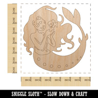 Mermaid and Fish Friend Unfinished Wood Shape Piece Cutout for DIY Craft Projects