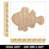 Striped Clownfish Unfinished Wood Shape Piece Cutout for DIY Craft Projects