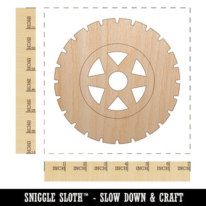 Wheel Tire Icon Unfinished Wood Shape Piece Cutout for DIY Craft Projects