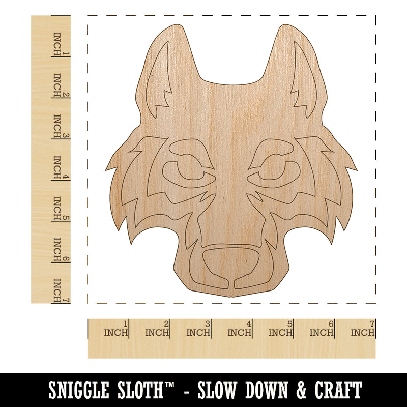 Wolf Head Unfinished Wood Shape Piece Cutout for DIY Craft Projects