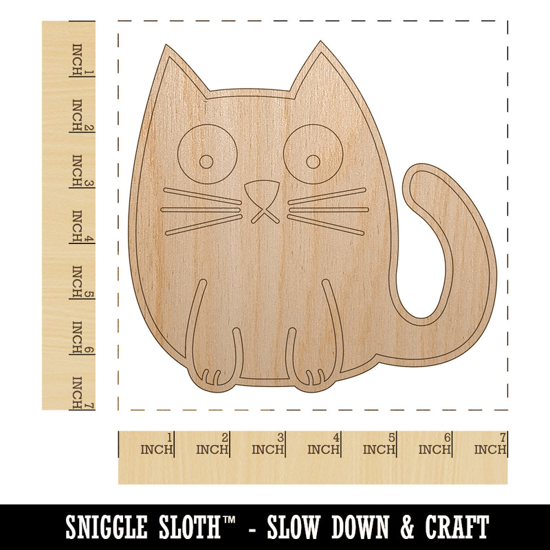 Wary Kitty Cat Unfinished Wood Shape Piece Cutout for DIY Craft Projects