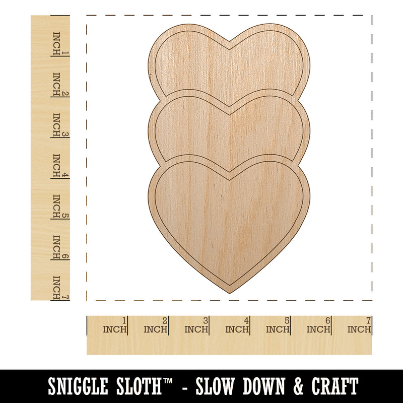Heart Love Trio Unfinished Wood Shape Piece Cutout for DIY Craft Projects