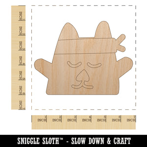 Ninja Kitty Cat Doodle Unfinished Wood Shape Piece Cutout for DIY Craft Projects