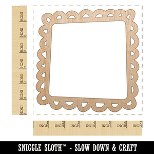 Scalloped Square Frame Doodle Unfinished Wood Shape Piece Cutout for DIY Craft Projects