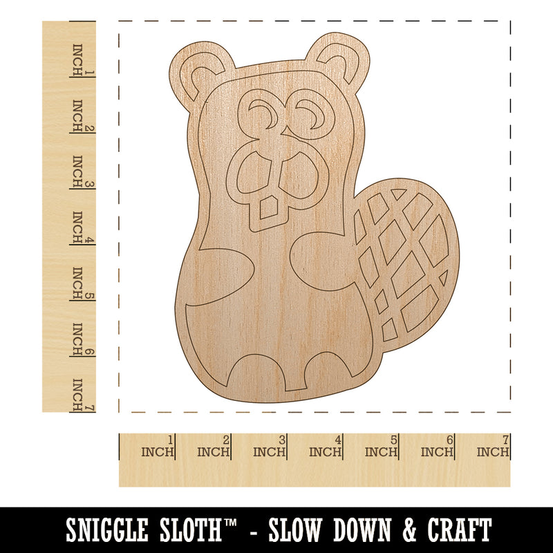 Silly Beaver Doodle Unfinished Wood Shape Piece Cutout for DIY Craft Projects