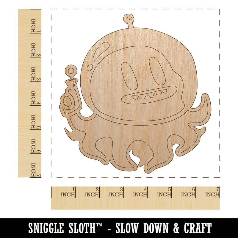 Alien Space Octopus Unfinished Wood Shape Piece Cutout for DIY Craft Projects