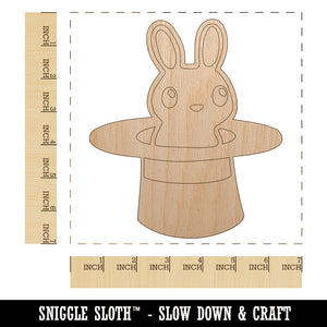 Cute Bunny Rabbit in Magician Hat Unfinished Wood Shape Piece Cutout for DIY Craft Projects