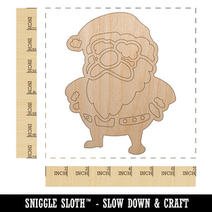 Cute Chibi Santa Claus Christmas Unfinished Wood Shape Piece Cutout for DIY Craft Projects