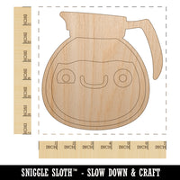 Cute Kawaii Caffeinated Coffee Pot Unfinished Wood Shape Piece Cutout for DIY Craft Projects