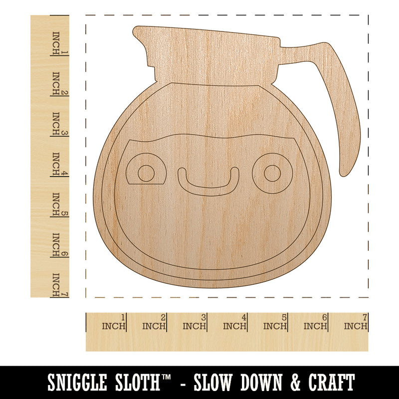 Cute Kawaii Caffeinated Coffee Pot Unfinished Wood Shape Piece Cutout for DIY Craft Projects