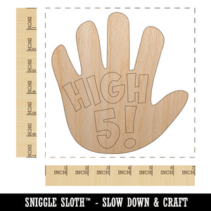 High 5 Hand Gesture Congrats Unfinished Wood Shape Piece Cutout for DIY Craft Projects