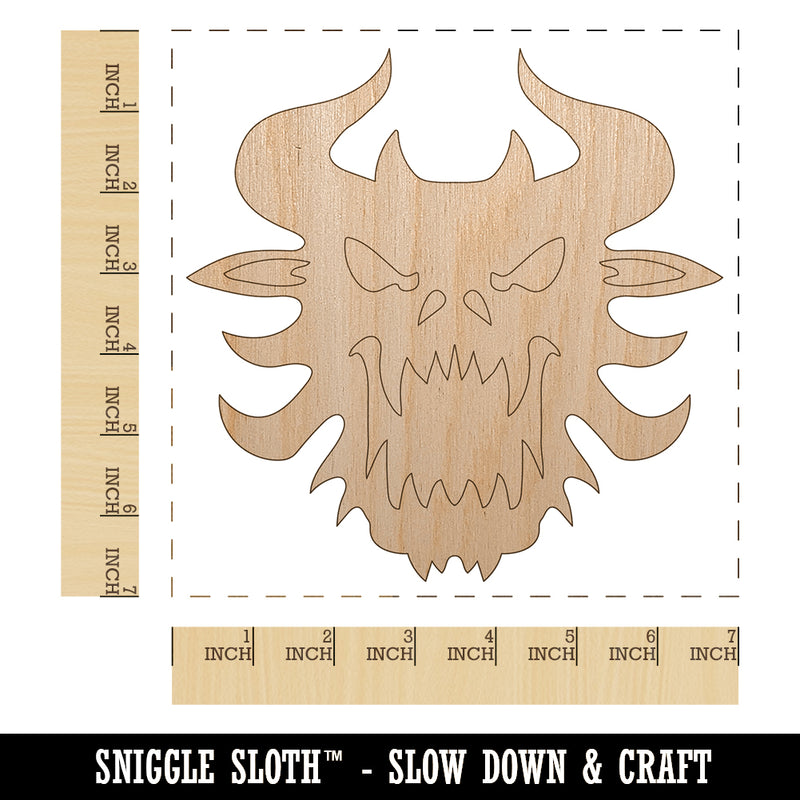 Horned Monster Demon Head Unfinished Wood Shape Piece Cutout for DIY Craft Projects