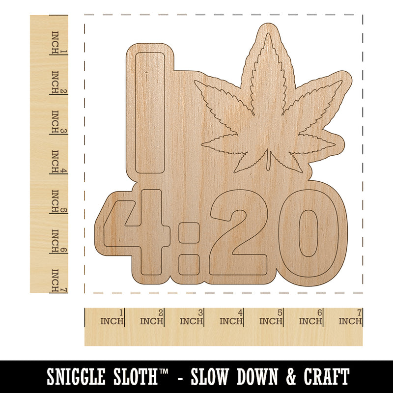 I Love 420 Marijuana Circle Unfinished Wood Shape Piece Cutout for DIY Craft Projects