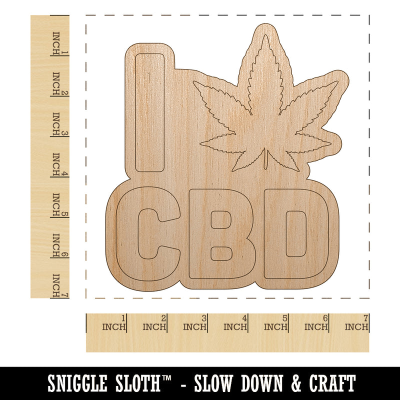 I Love CBD Marijuana Circle Unfinished Wood Shape Piece Cutout for DIY Craft Projects