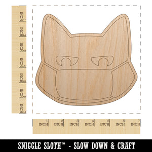 Judgmental Cat Wearing Mask Unfinished Wood Shape Piece Cutout for DIY Craft Projects