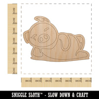 Lazy Pig Lounging Unfinished Wood Shape Piece Cutout for DIY Craft Projects