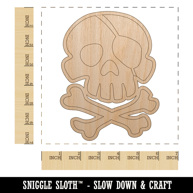 Pirate Skull and Crossbones Jolly Roger Unfinished Wood Shape Piece Cutout for DIY Craft Projects