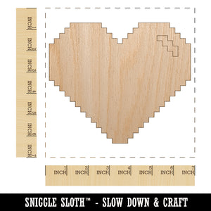 Pixel Digital Filled Heart Gaming Life Unfinished Wood Shape Piece Cutout for DIY Craft Projects