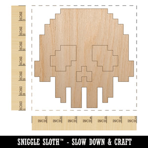 Pixel Digital Skull Unfinished Wood Shape Piece Cutout for DIY Craft Projects