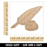 Quill Feather Pen and Ink Unfinished Wood Shape Piece Cutout for DIY Craft Projects