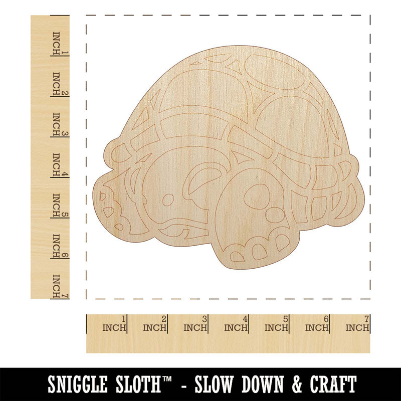 Shy Turtle Hiding in Shell Unfinished Wood Shape Piece Cutout for DIY Craft Projects