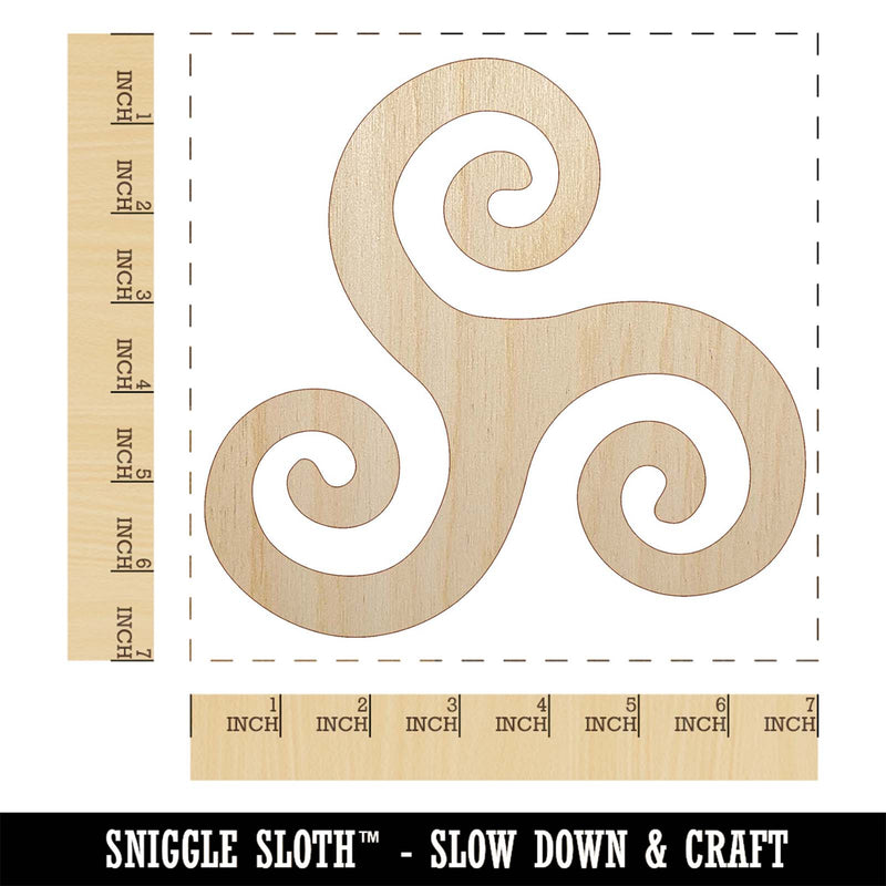 Triskele Triskelion Triple Spiral Celtic Symbol Unfinished Wood Shape Piece Cutout for DIY Craft Projects