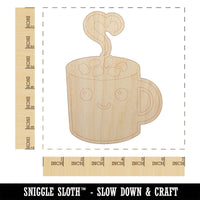 Cute Kawaii Hot Chocolate Unfinished Wood Shape Piece Cutout for DIY Craft Projects