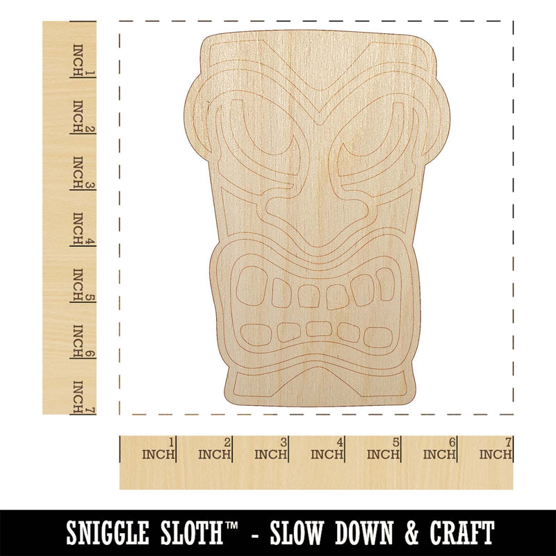 Hawaiian Tiki Head Unfinished Wood Shape Piece Cutout for DIY Craft Projects