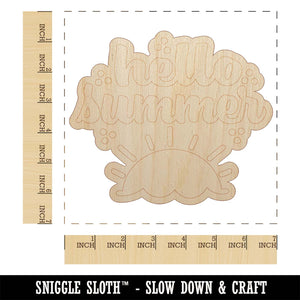 Hello Summer Unfinished Wood Shape Piece Cutout for DIY Craft Projects