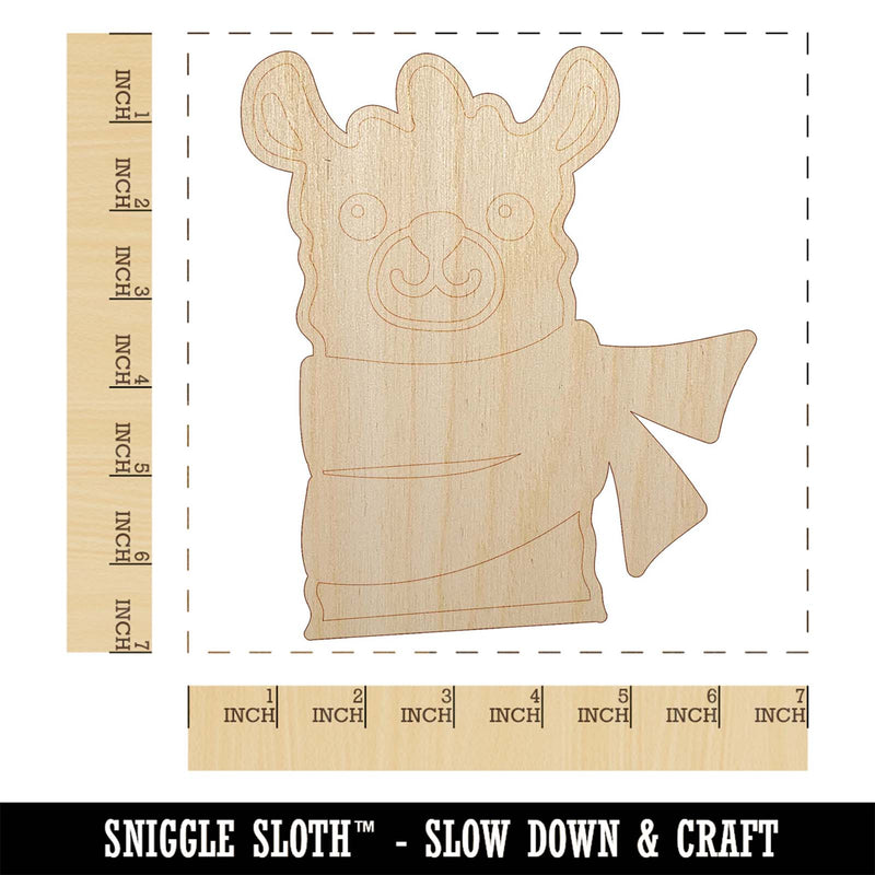 Llama with Scarf Unfinished Wood Shape Piece Cutout for DIY Craft Projects