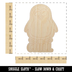Penguin Chill Unfinished Wood Shape Piece Cutout for DIY Craft Projects