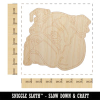 English Bulldog Head Unfinished Wood Shape Piece Cutout for DIY Craft Projects