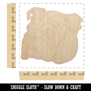 English Bulldog Head Unfinished Wood Shape Piece Cutout for DIY Craft Projects