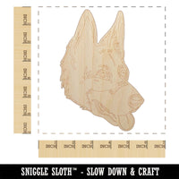 German Shepherd Dog Head Unfinished Wood Shape Piece Cutout for DIY Craft Projects