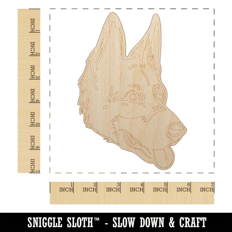 German Shepherd Dog Head Unfinished Wood Shape Piece Cutout for DIY Craft Projects