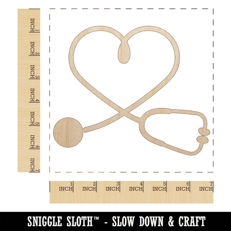 Nurse Doctor Heart Shaped Stethoscope Unfinished Wood Shape Piece Cutout for DIY Craft Projects